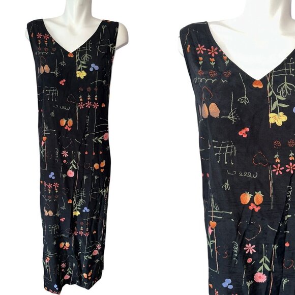 Vtg Y2k Nina Piccalino Rayon Floral Garden Sleeveless Maxi Flowy Dress Size XL - Picture 1 of 6